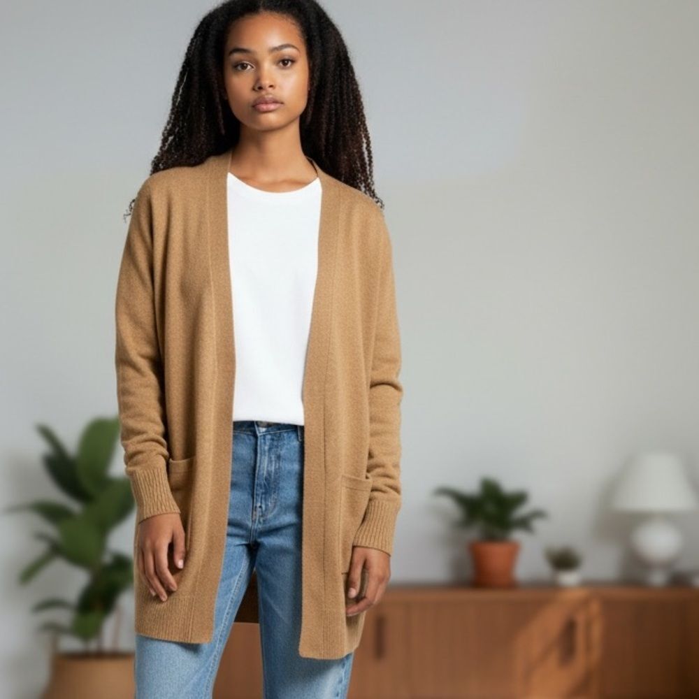 J.Crew Women's Open-Front Cardigan Brown‎ 2XS Casual Sweater